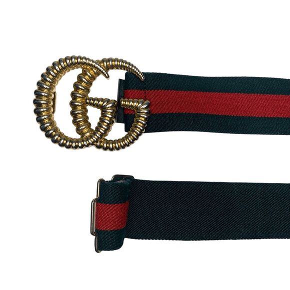 Gucci Web Torchon Interlocking Double G Belt Elastic Stretch Web Stripe Size 75 - Picture 12 of 14